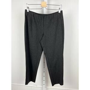 J. JILL Sz M Ponte Slim Leg Pants Elastic Waist Flat Front Stretch Heather Gray